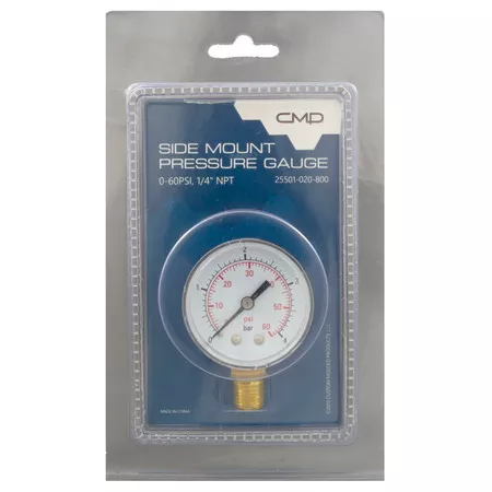 0-60 Pressure Gauge, Bot/Side Mount Clam Shell Pack- 25501-020-800