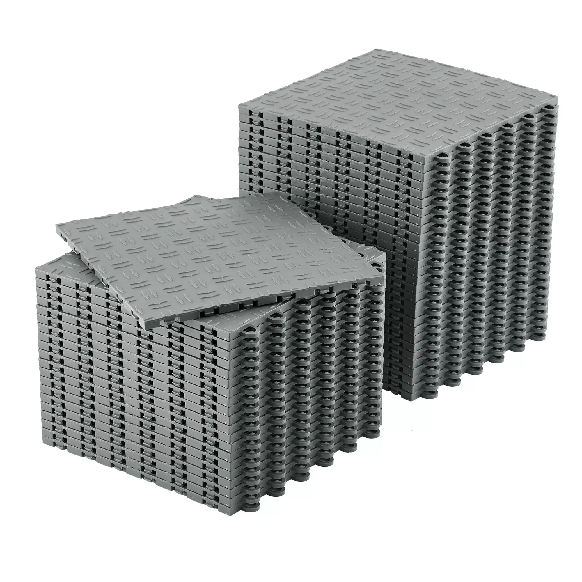 100 Pack 12″X12″ Interlocking Garage Floor Tiles,Double-Sided Non-Slip Flooring, Heavy Duty PVC Garage Flooring Tiles Covering for Basement, Workshop & Repair Shop, Graphite Gray