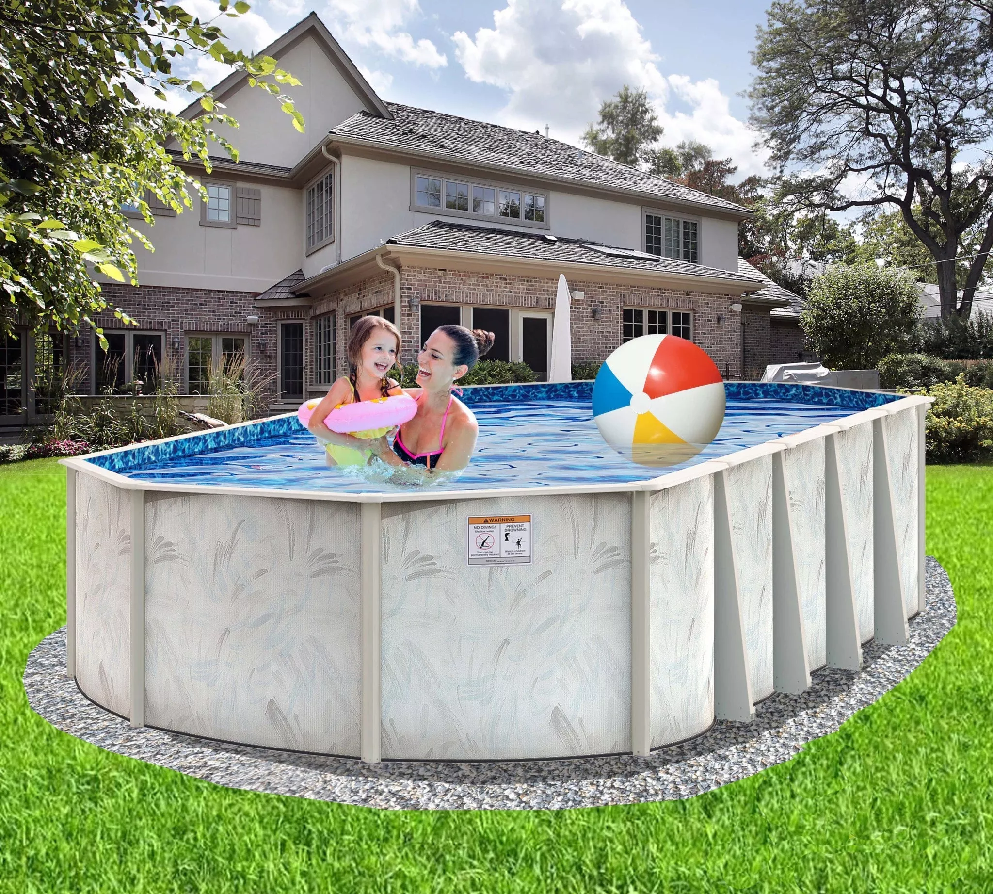 12′ x 18′ Oval 5″ Steel Frame Coastal Pool & Bundle | 48″