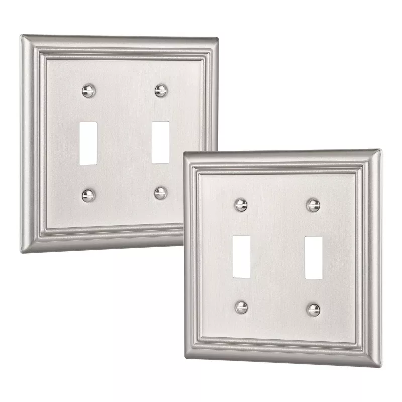 2 Pack Toggle Wallplates, Brushed Nickel Light Switch Covers, Heavy Duty Matel Material-HTWP22A
