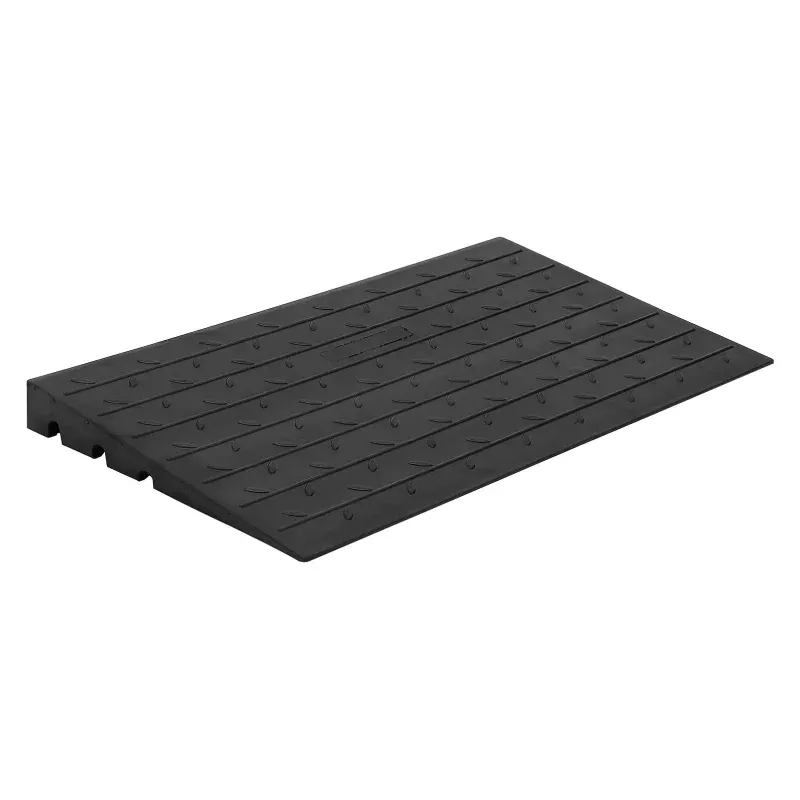 3″ 2500 lb Threshold Ramp, Non-Slip Willow Texture, for doorways, curbs and thresholds, Black