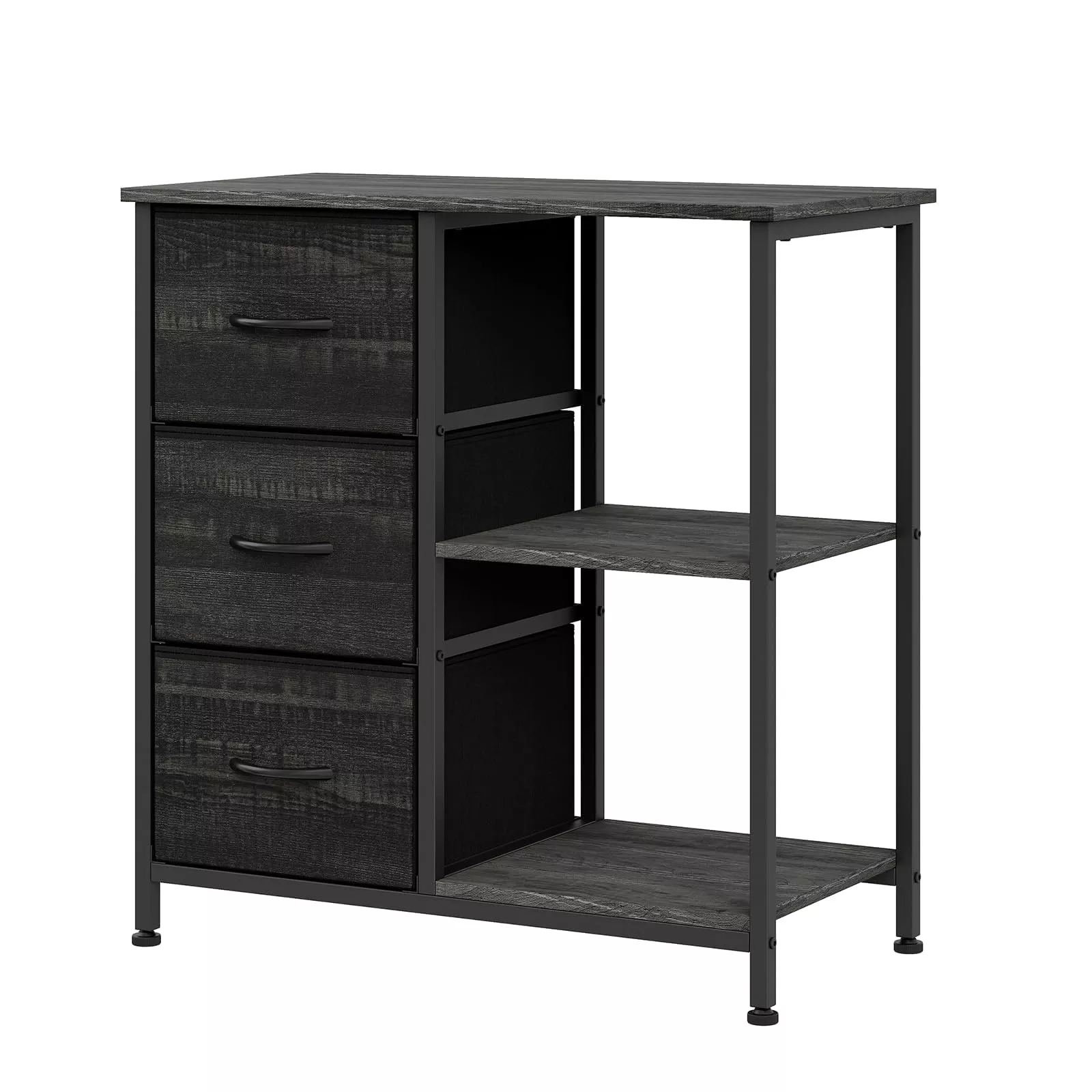 3 Drawer Mobile File Cabinet with Open Storage Shelf, Rolling Printer Stand and Fabric Lateral Filing Cabinet for Home Office, Fits A4 or Letter Size Files, Brown
