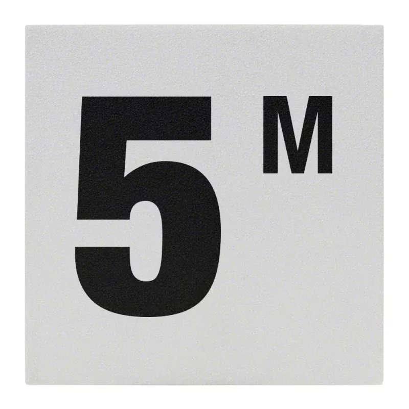 5 M Ceramic Skid Resistant Tile Depth Marker 6 Inch x 6 Inch with 4 Inch Lettering