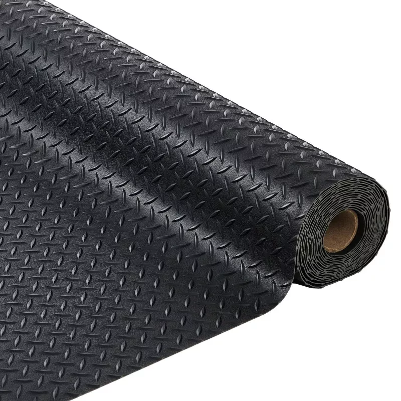 7.5 x 25 ft Garage Floor Mat, 2.8 mm Thickened Flooring Roll Diamond Plate PVC Rubber Trailer Mat, Non-Slip Floor Protector Mat for Garage, Warehouse, Gyms, Trailer, SUV