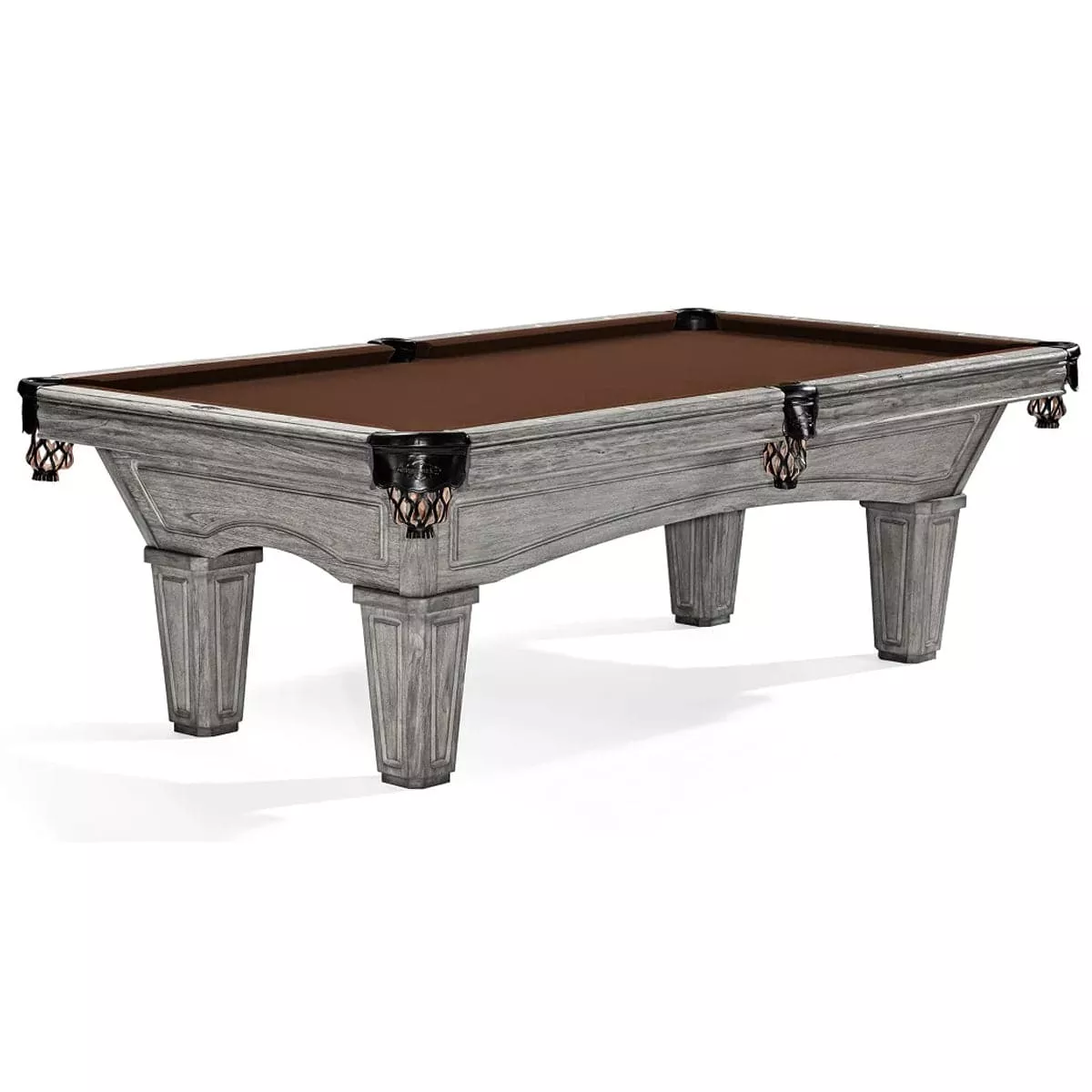 8' Brunswick Glenwood Pool Table W/ Tapered Legs - Rustic Grey