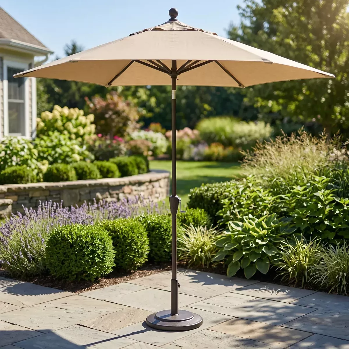 9' Push Button Tilt Umbrella - Antique Beige
