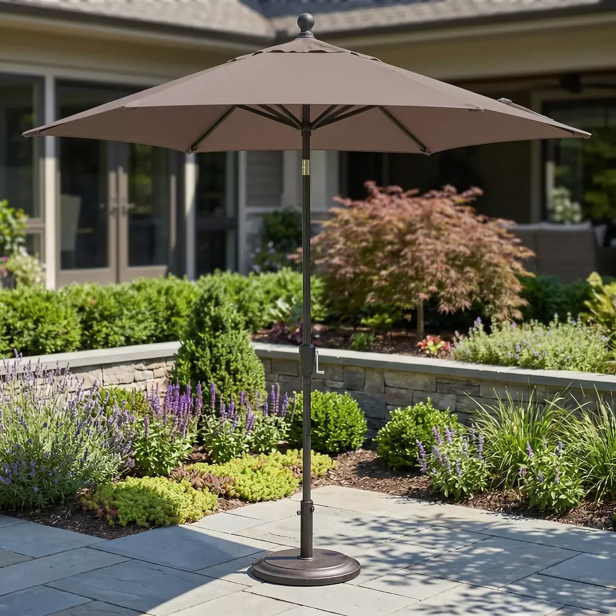 9' Push Button Tilt Umbrella - Taupe