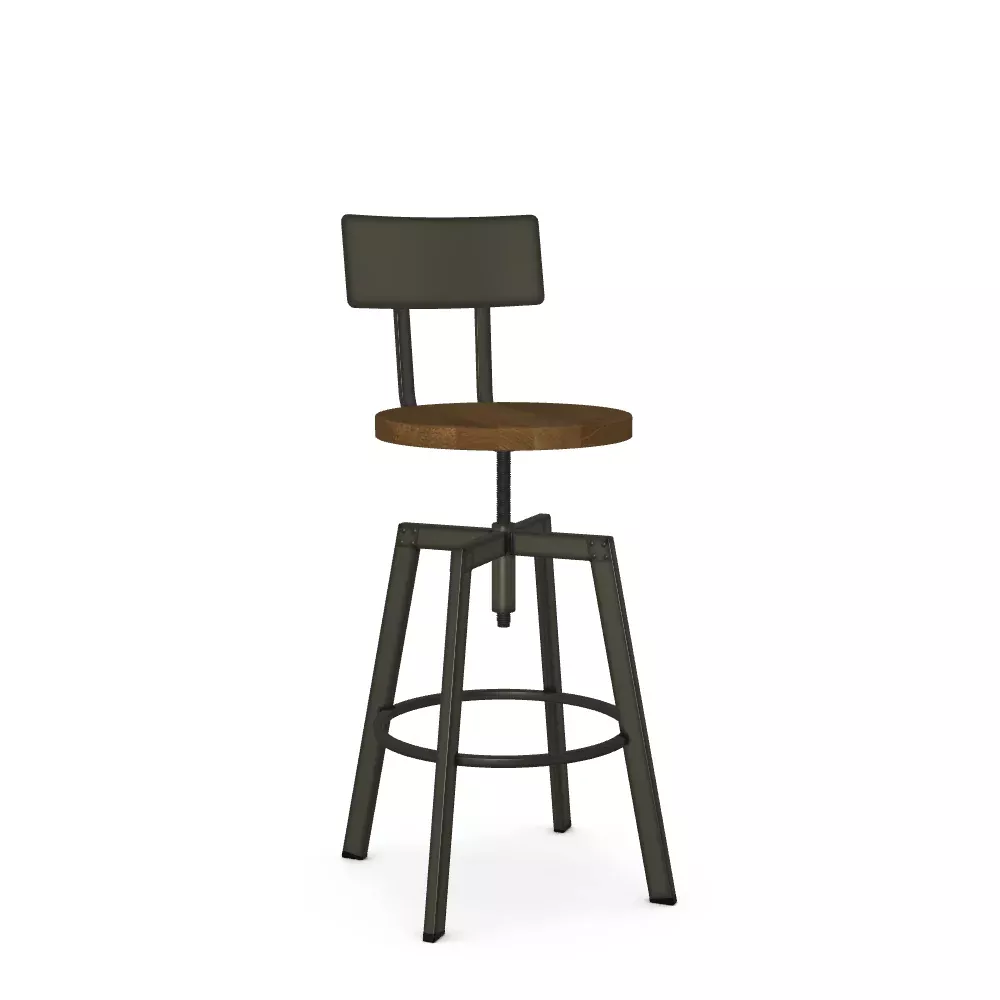 Architect Adjustable Stool - Metal Back/Wood Seat