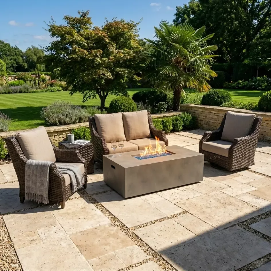 Aruba XL 5 Piece Loveseat Firepit/Chat Group