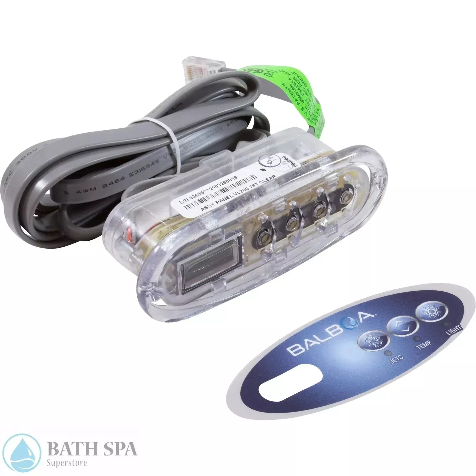 Balboa VL200 Mini Oval 3 Button Digital LED Spa Topside Panel [1 Jet, Temp, Lite,] (52487)