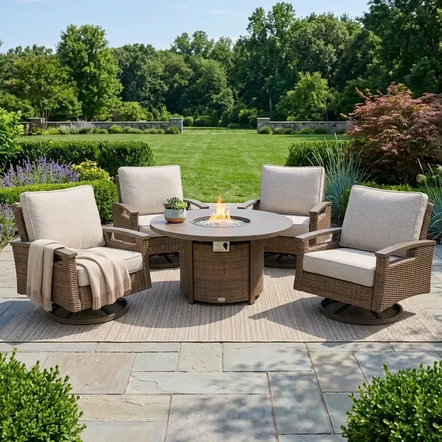 Bayfield Driftwood 5 Piece Firepit Chat Group