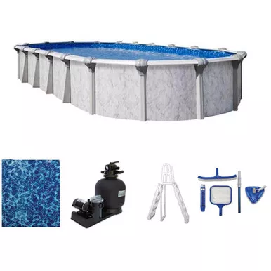 Bermuda 16' x 32'Oval 52" Resin Frame Above Ground Pool Package - NB7222P