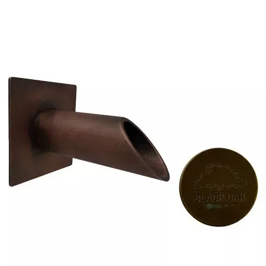 Black Oak Foundry 1.5″ Deco Wall Scupper with Square Backplate | Antique Brass / Bronze Finish | S921-AB