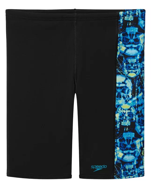 Boys Print Panel Jammer – Black/Dark Green