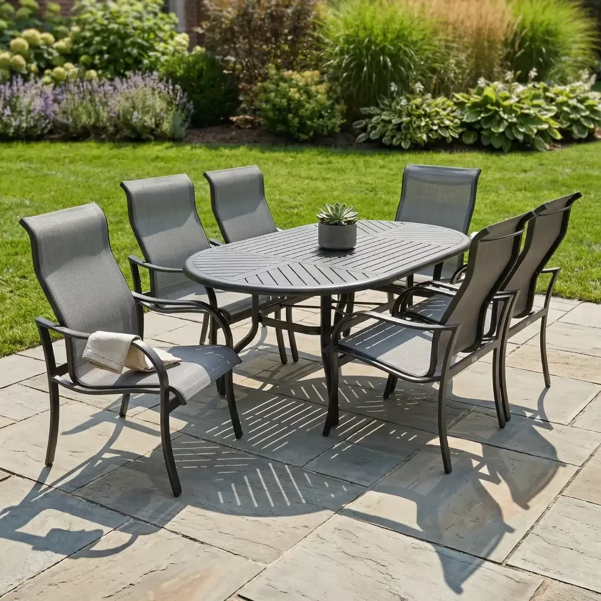 Coastline 7 Piece Black Oval Dining Group
