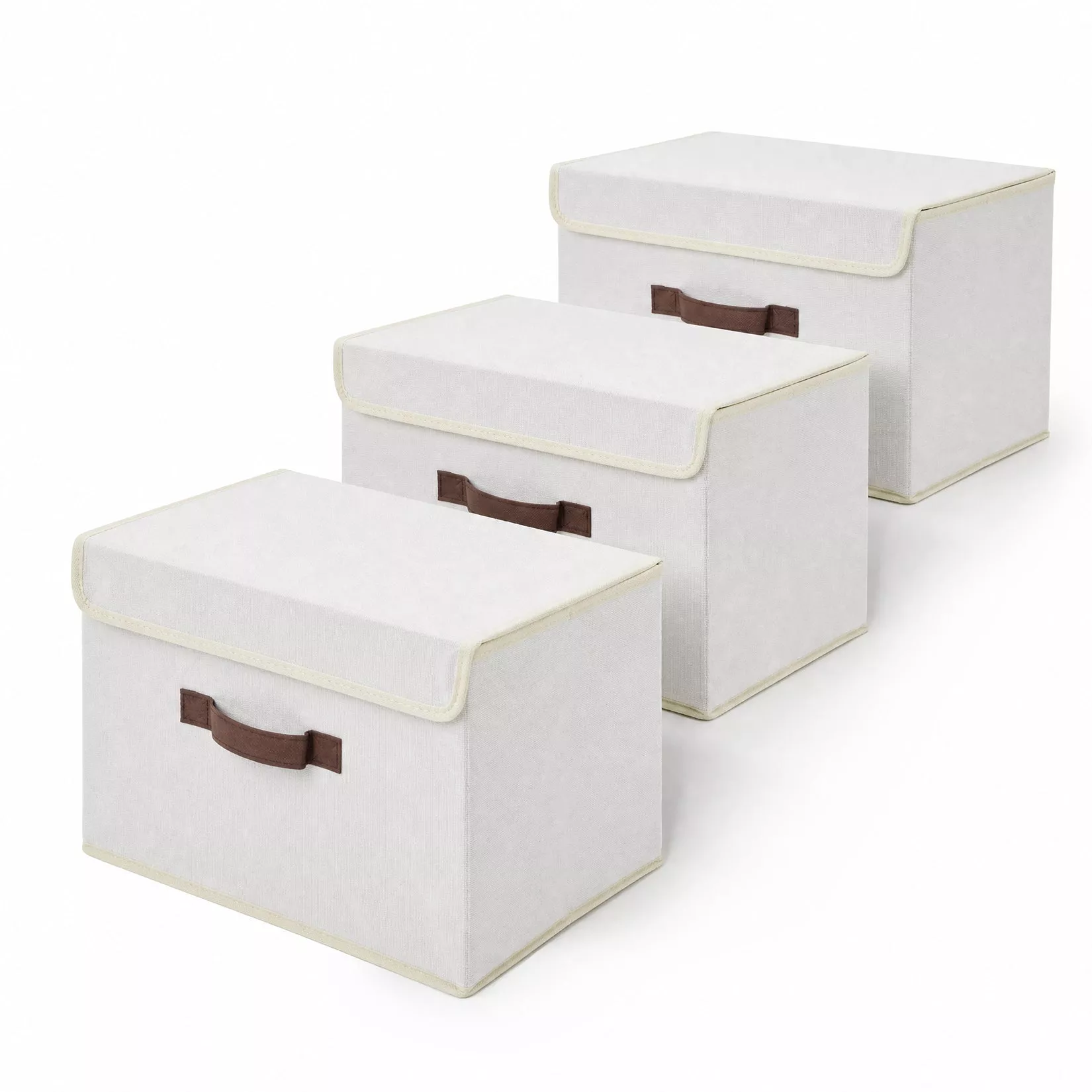 Collapsible Fabric Storage Bins with Lids & Handles, Non-Woven Closet Organizer Baskets – Stackable Dustproof, Large Capacity, for Clothes & Toys – 4 Pack, 38 x 25 x 25 cm, Gray