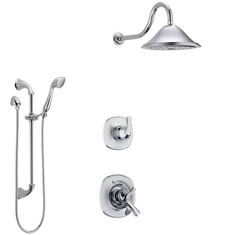 Delta Addison Chrome Finish Shower System with Dual Control Handle, 3-Setting Diverter, Showerhead, and 3 Body Sprays SS172921