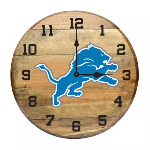 Detroit Lions 21" Oak Barrel Clock
