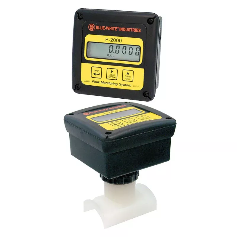 F-2000RTP Digital Paddlewheel Flow Meter – 1.5 Inch Sch 40 PVDF Saddle Mount – Battery 15-150 GPM Remote
