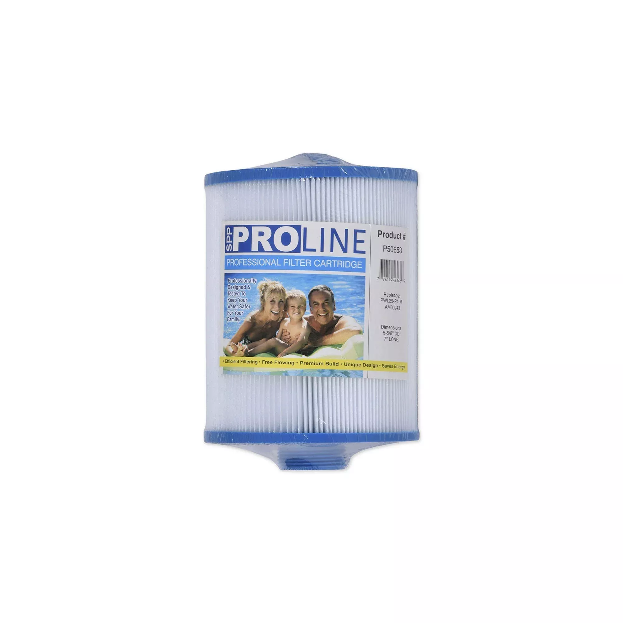 Filter Cartridge, Proline, Diameter: 5-5/8″, Length: 7″, Top: semi-circular Handle, Bottom: 1-1/2″ male thread. : P50653