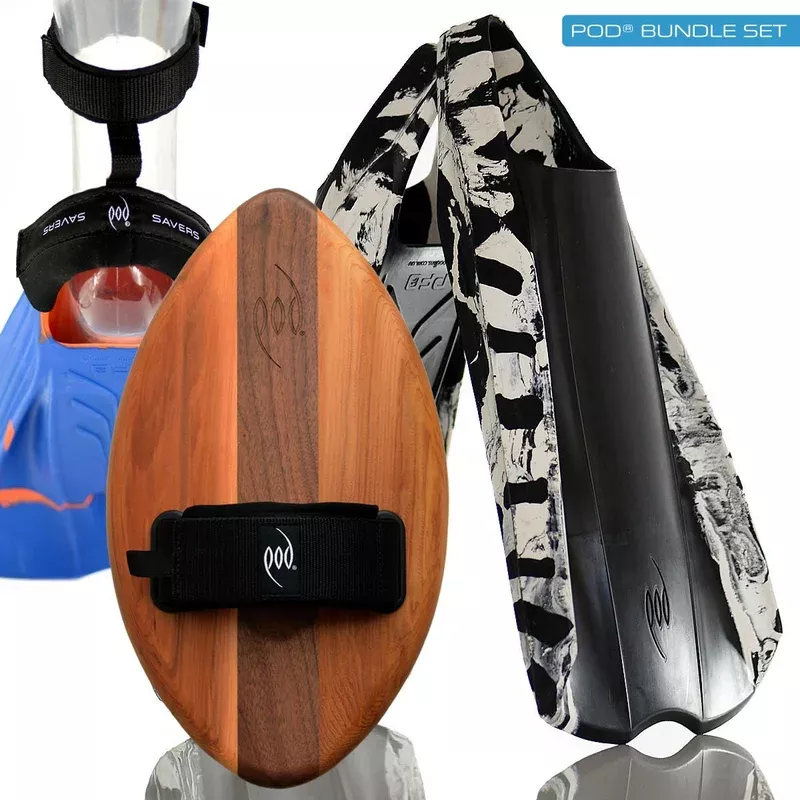 FLO Handboard + PF2 POD Swim Fins + Heel Fin Savers Bundle