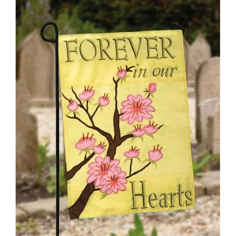 Forever In Our Hearts Memorial Applique Garden Flag