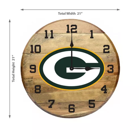 Green Bay Packers 21" Oak Barrel Clock