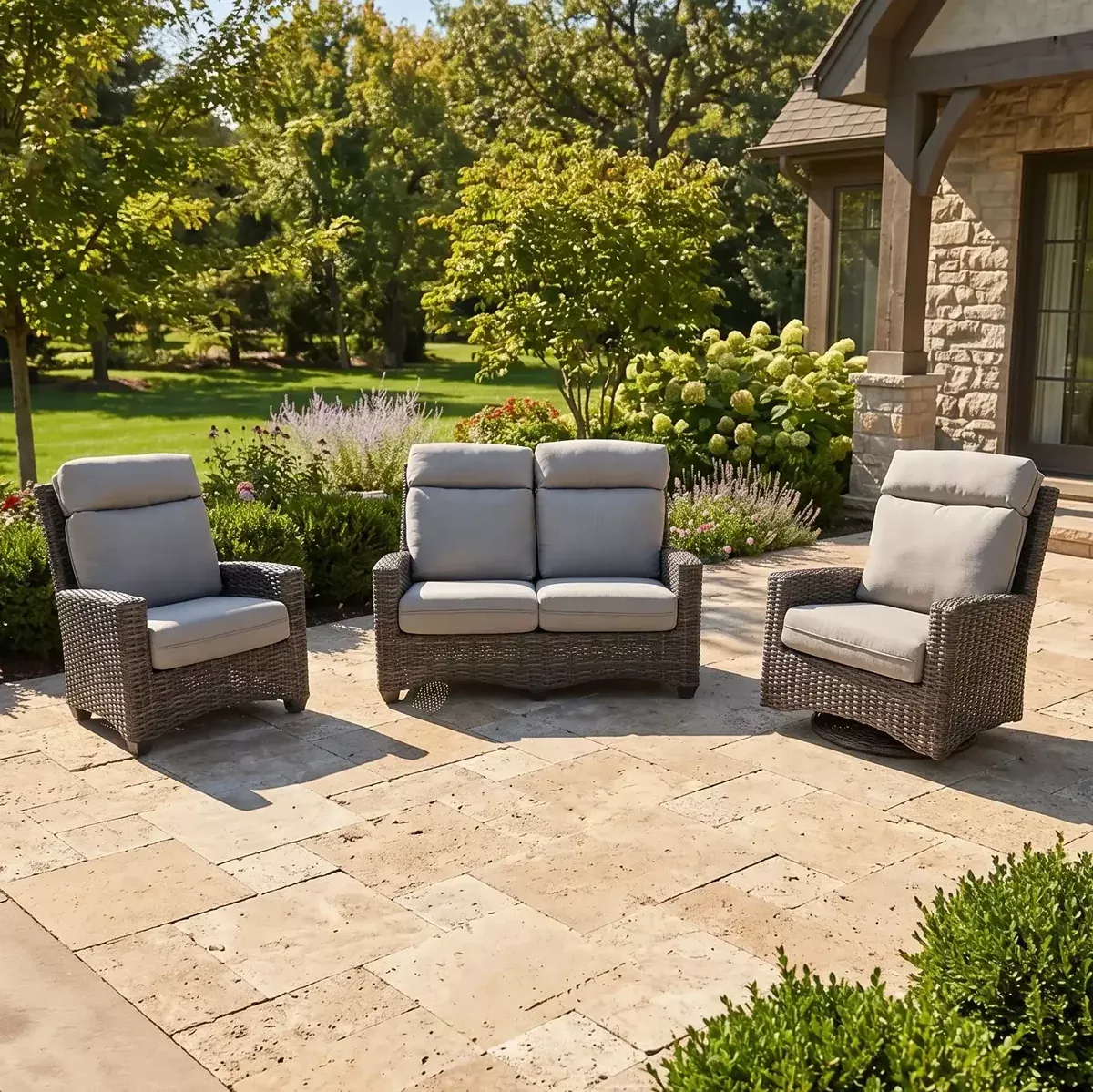 Grey Kampala 3 Piece Loveseat Group - Makar Oyster