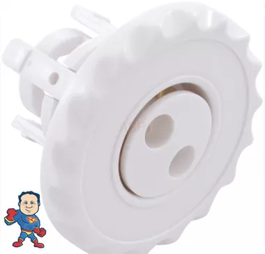 Jet Internal, Waterway, Adjustable, Mini Jet, 2-9/16" face diameter, Twin Spin, Deluxe Scallop, White