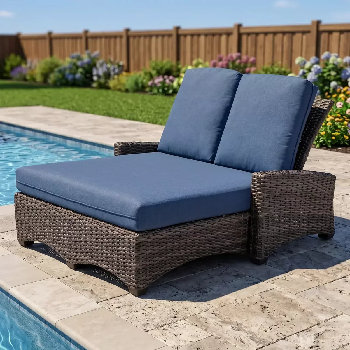 Kampala Double Chaise Lounge - Spectrum Indigo