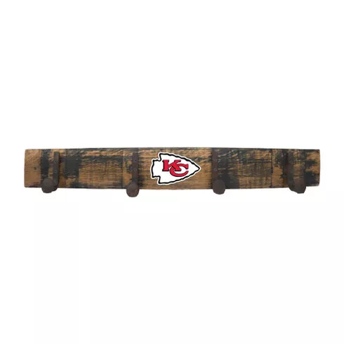 Kansas City Chiefs Oak Whiskey Barrel Coat Rack