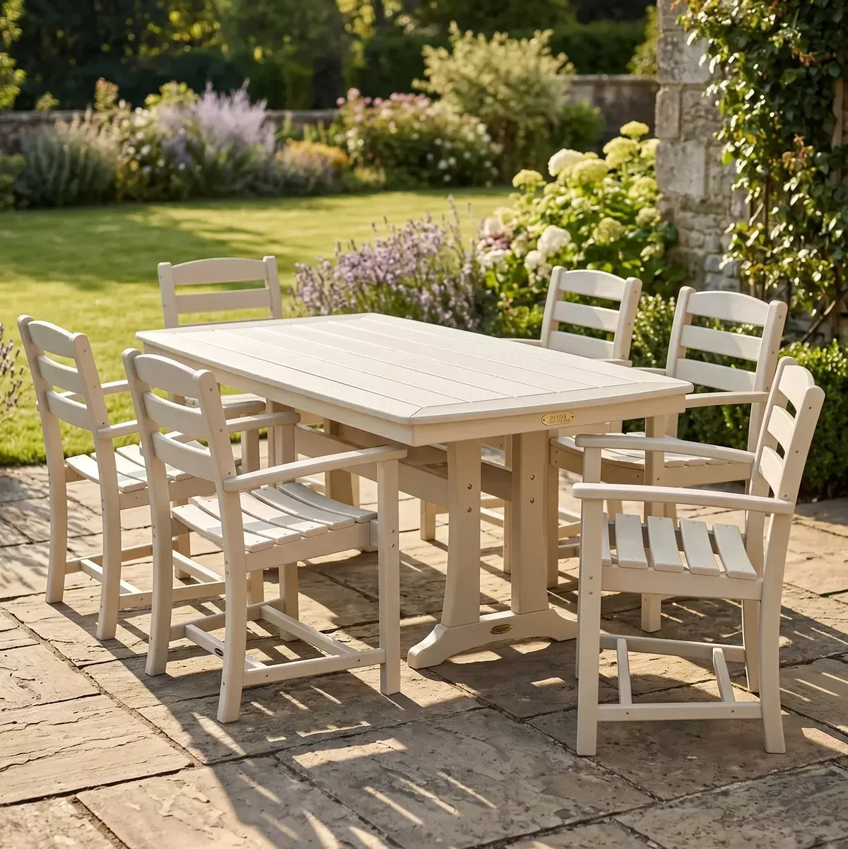 La Casa Café 7 Piece Arm Chair Dining Set W/ Trestle Legs