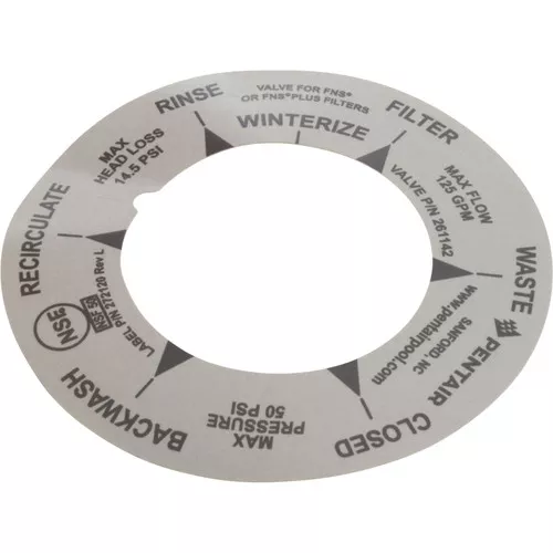 Label Pentair PacFab 2" High Flow Valve D.E. 272120