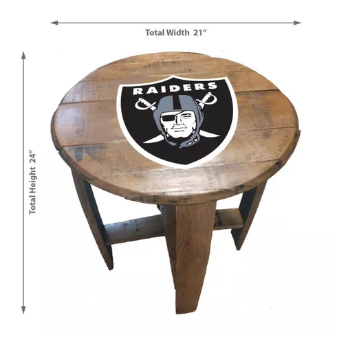 Las Vegas Raiders Oak Barrel Table