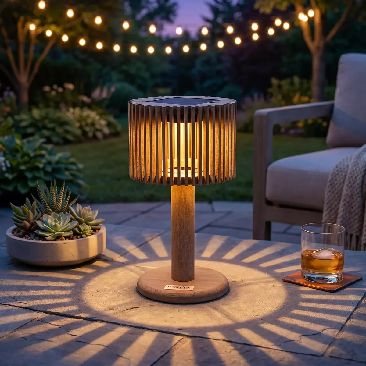 Loft 16" Weathered Teak Solar Lamp