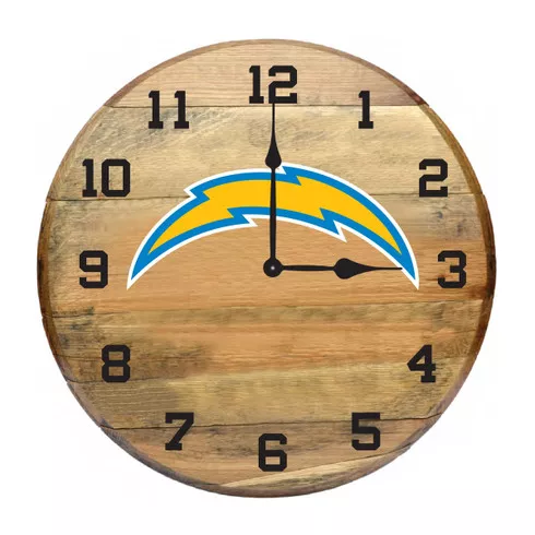Los Angeles Chargers 21" Oak Barrel Clock