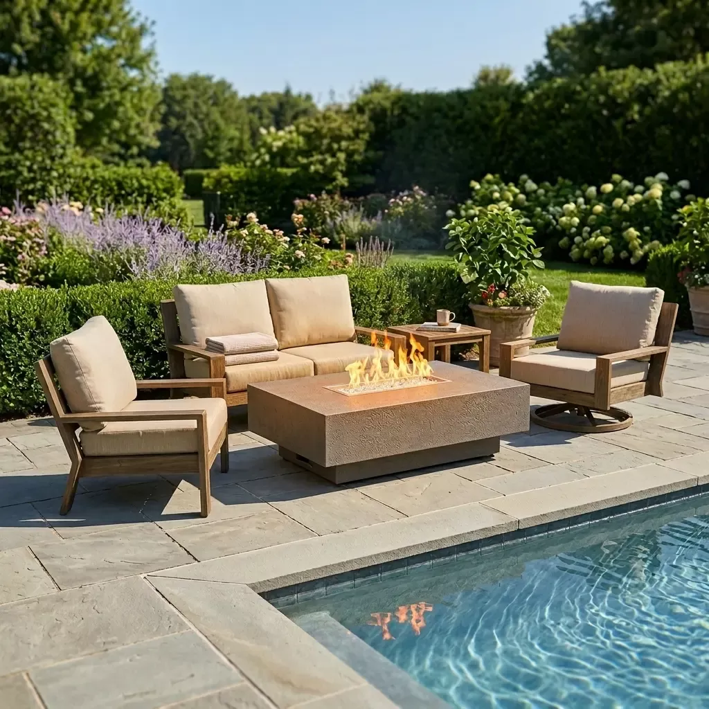 Madison 5 Piece Loveseat Firepit Chat Group