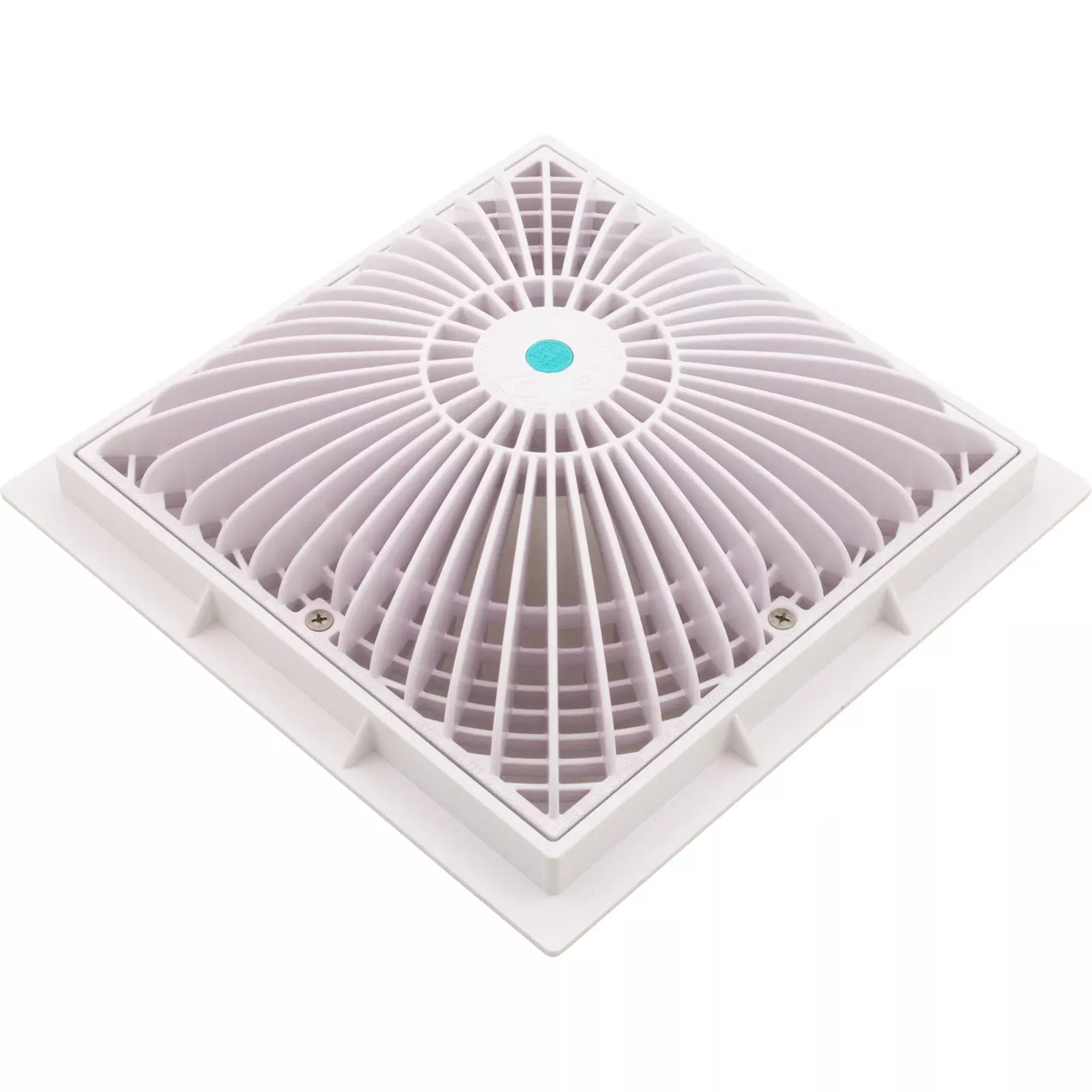 Main Drain Cover, Aquastar MoFlow, 9" Square, w/Frame, White- 9MF101
