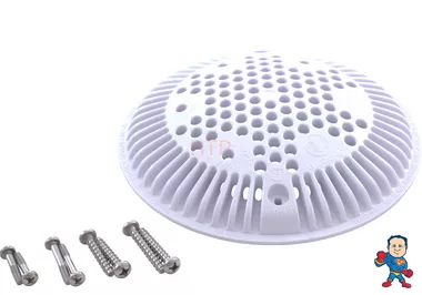 Main Drain Grate, Hayward Anti Vortex, 7-3/4"dia Round, Wht