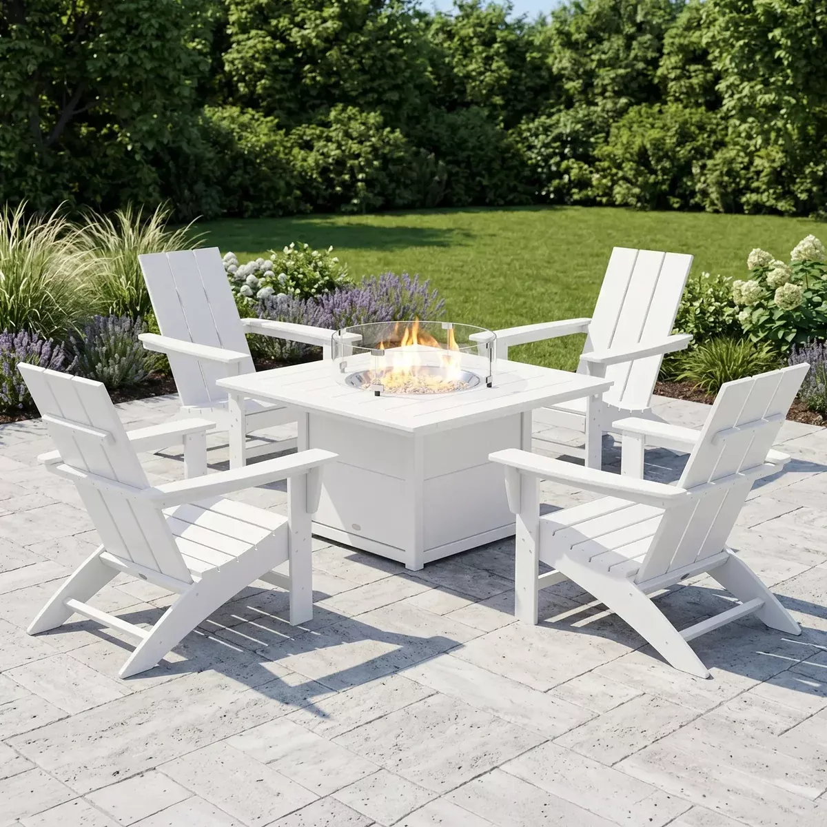 Modern Adirondack 5 Piece Conversation Fire Pit Set