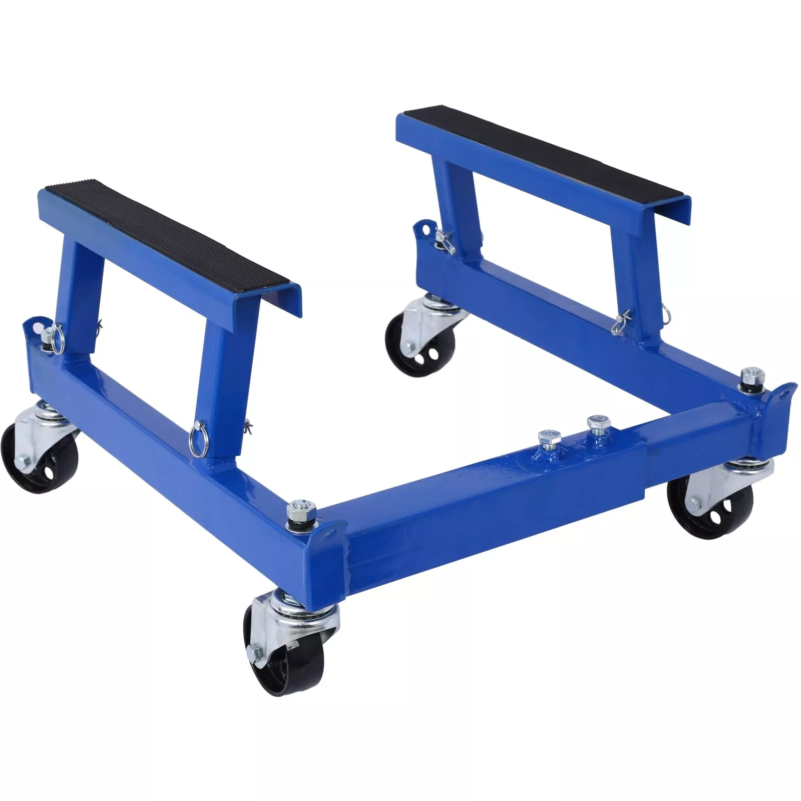 Motorcycle Engine Cradle Dolly – 1500 lbs Heavy-Duty Design with Rubber Pads, 360-Degree Swivel Wheels, Adjustable Width and Height for Four-Wheelers, Blue