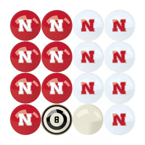 Nebraska Cornhuskers Billiard Balls with Numbers
