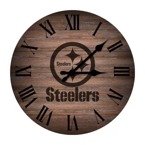 Pittsburgh Steelers 16" Rustic Clock