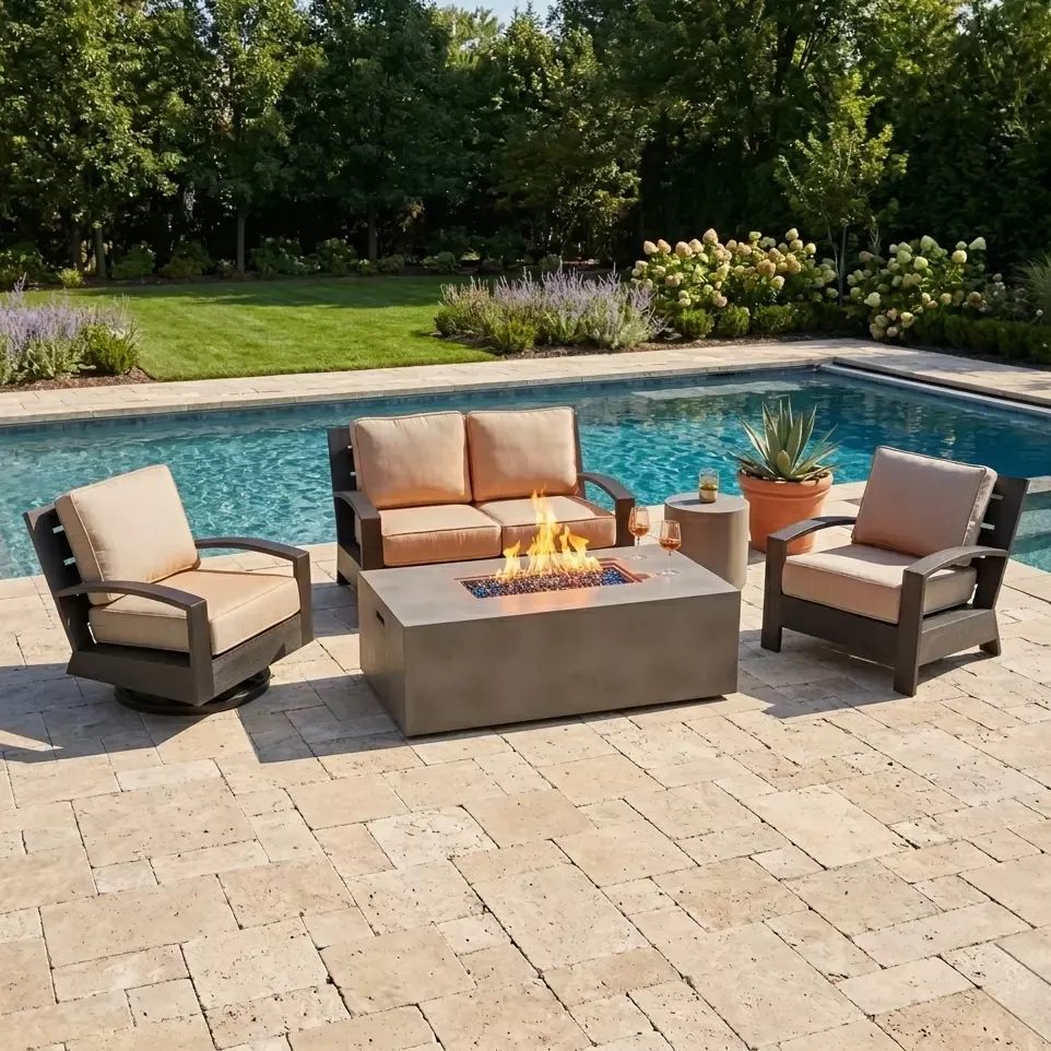 Prescott 5 Piece Loveseat Firepit/Chat Group