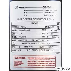Pump WW Exec 1.5 HP 230V 2-Spd 48Fr 2-1/2 x 2 34-270-3274