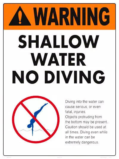 Shallow Water No Diving Warning Sign – 18 x 24 Inches on Styrene Plastic