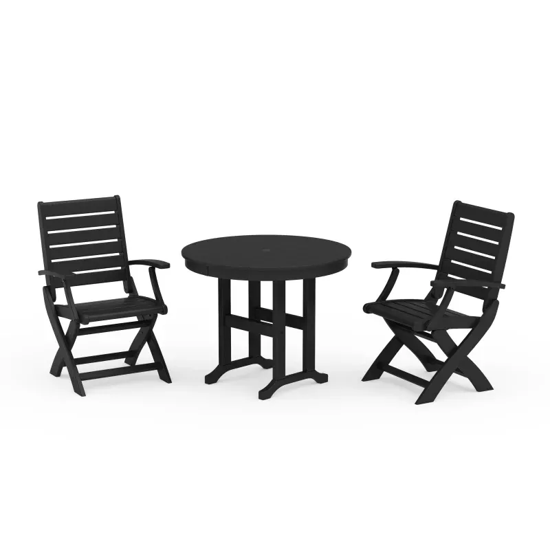 Signature Folding Chair 3-Piece Round Farmhouse Dining Set