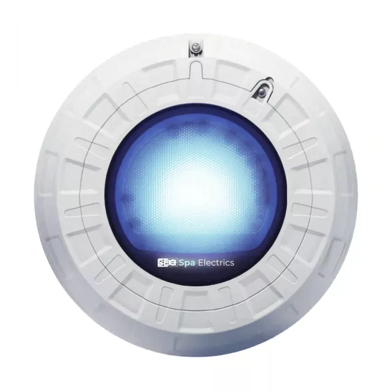 Spa Electrics R10 RETRO 10″ Multi-Color LED Light, Aqualumin Niche Adapter, White Rim, 0.5′ Cable with Joiner