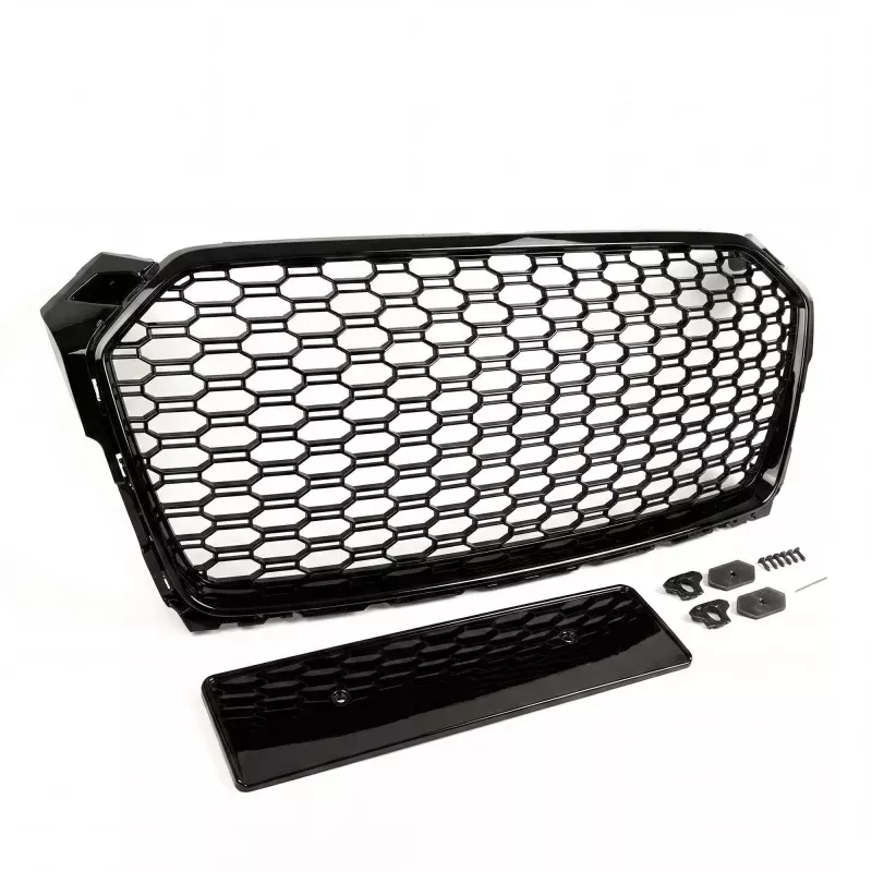 Sport Style Honeycomb Front Grille for Audi A5 2017-2019Gloss Black ABSDirect Fit Without EmblemAggressive LookFits European VersionColor: Gloss Black