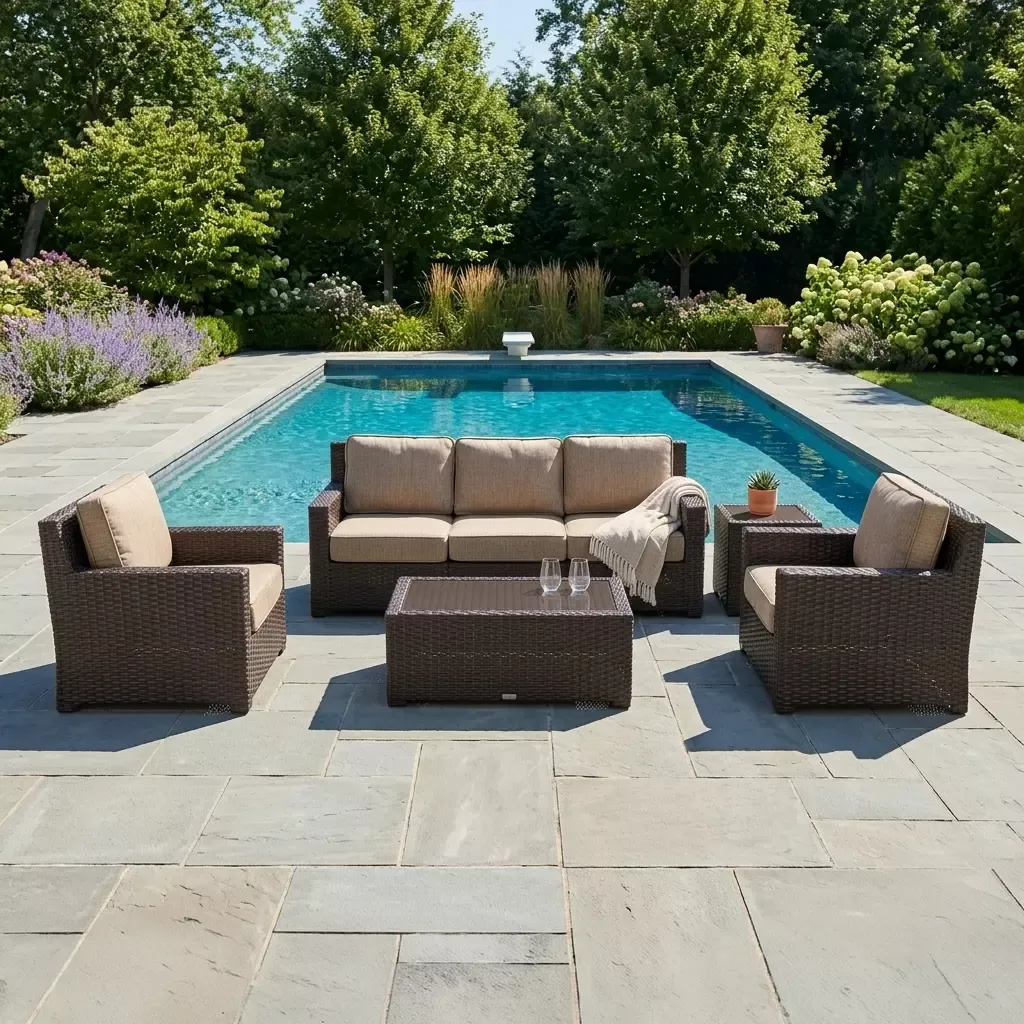St. Kitts 5 Piece Sofa Chat Group - Mirage Latte